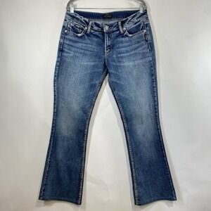 Silver Jeans Womens Suki Bootcut Altered Length Mid Rise Jeans Size 31 Blue Wash